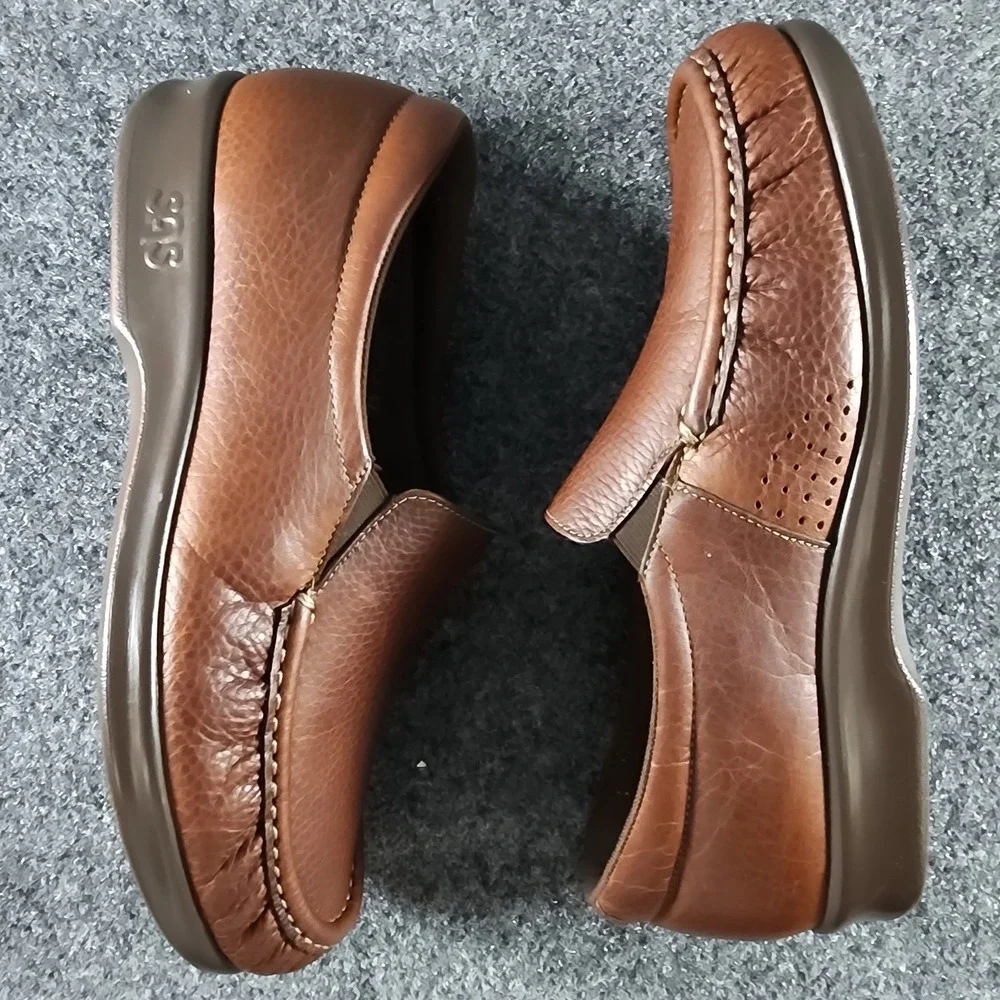 SAS Twin Tripad Comfort Womens‎ 9 Brown Leather Slip On Loafers Made in USA